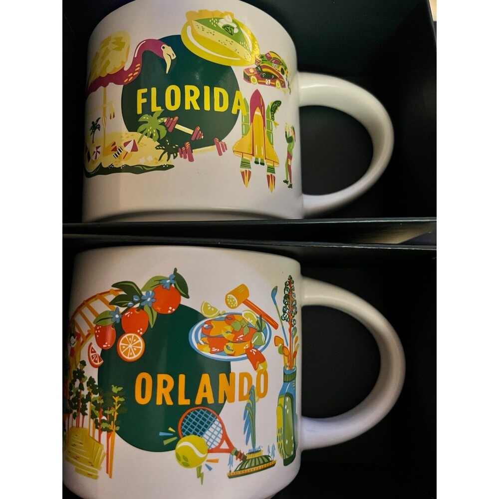 Starbucks Coffee 2 Mug Set Orlando Florida Discovery Series 2024 Cup New w/Box